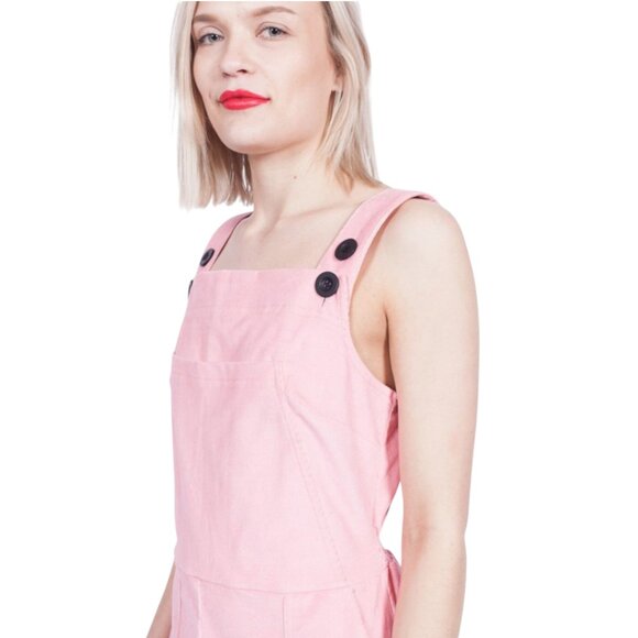 NOOWORKS Pink Corduroy Overalls Jumpsuit - Women's M - Barbiecore Retro Vibe - Picture 2 of 9